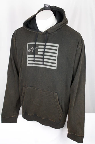 Alpinestars Men's Artifact Hoodie Sweatshirt Flag Logo Size XXL Black 1213-51020 - product listing photo