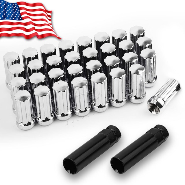 32 Chrome Spline 14x1.5 Lug Nuts for 8 Lug Chevy GMC 2500 3500 Duramax