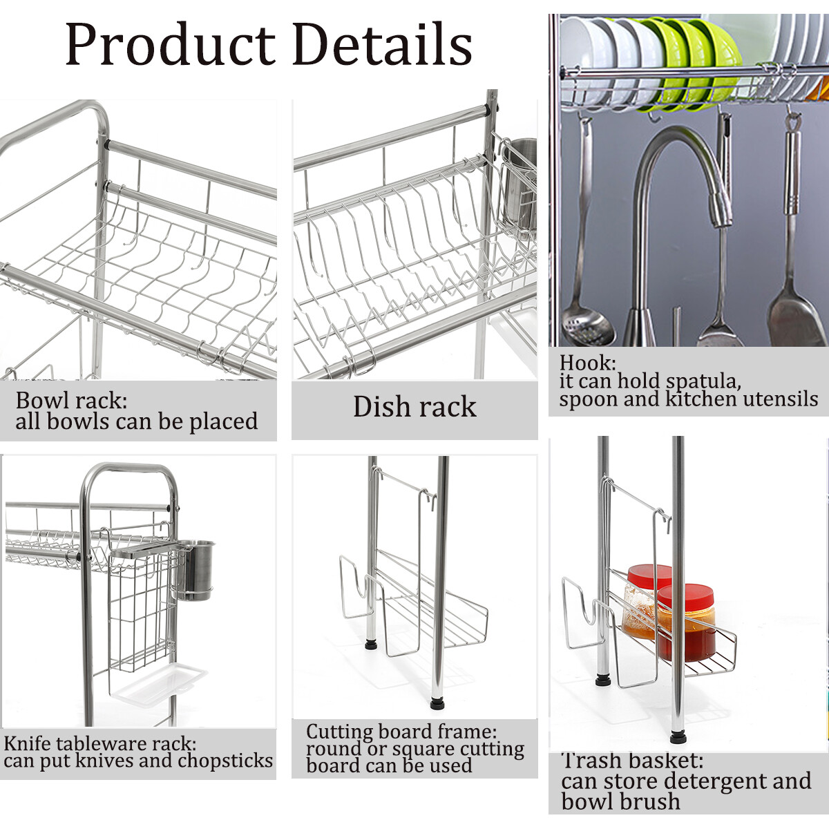 HONEIER Over The Sink Dish Drying Rack Stainless Steel Kitchen Dish