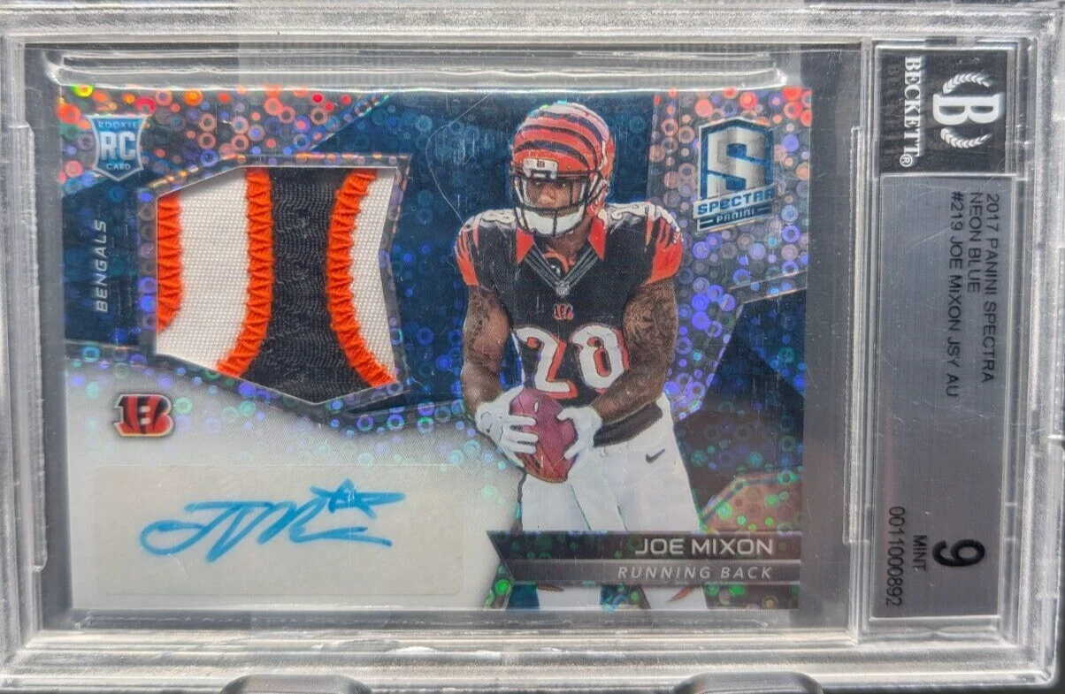 Joe Mixon Panini Spectra #219 Autograph Patch-Neon Blue