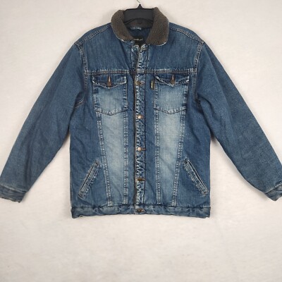 Womens Eddie Bauer Sherpa Lined Denim Jean Trucker Jacket Size 18/20 EUC