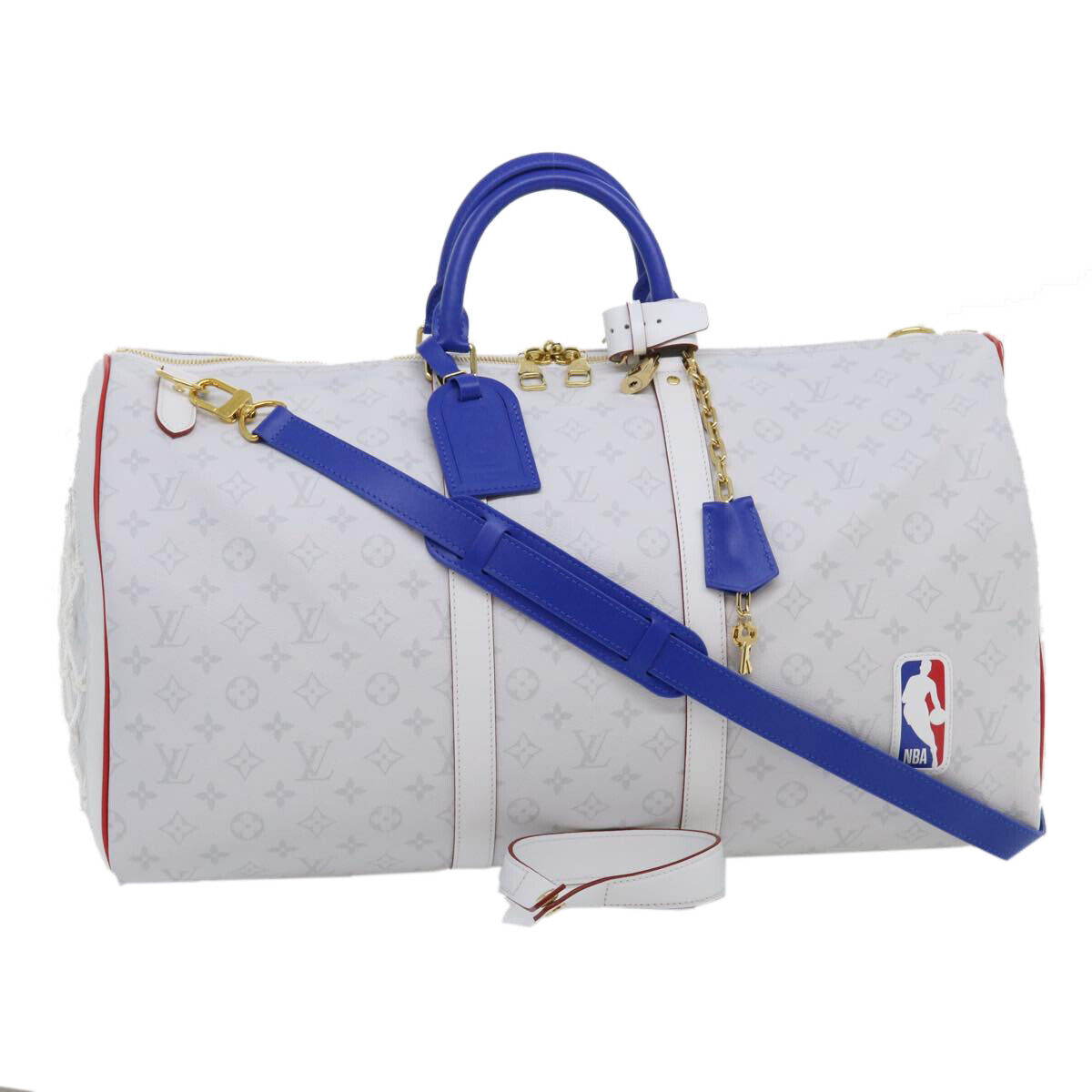 LOUIS VUITTON Monogram Keepall 55 Boston Bag White M45586 LVxNBA Auth  hs1077A