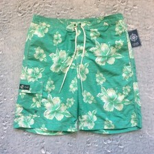 Chaps Men's Swim Trunks Size M Medium Green Tropical Floral Mesh Liner New 50