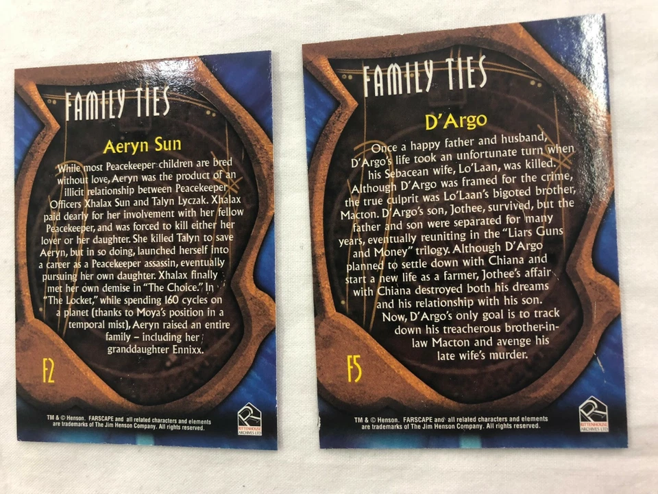 Farscape Season 3 Trading Cards PACK FRESH Family Ties Foil Aeryn and D'Argo - Image 2 of 2