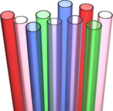 10 EXTRA WIDE Long Reusable Hard Plastic Drinking Straws + Cleaning Brush - F...