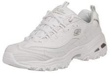 Skechers Sport womens D'LITES FRESH START Memory Foam Lace-up Sneaker,White Silv