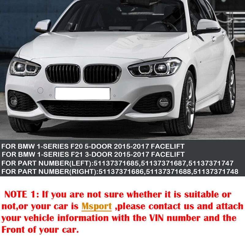 Gloss Black Front Kidney Grille Grill Twin Slat For BMW F20 F21 1 Series 15-19 - Image 4 of 4