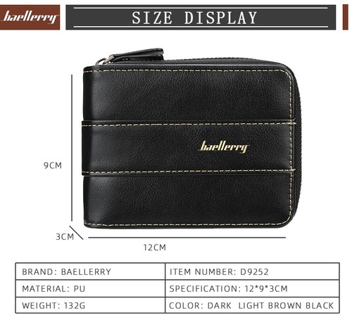 Baellerry Men's PU Leather Zipper Wallet Multi Card Holder Purse With Coin Bags - Picture 3 of 21