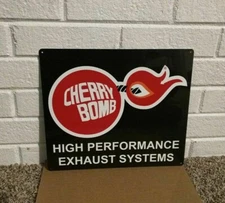 Cherry Bomb Muffler Exhaust System Advertising Repro Metal Sign 10.5x12 50158