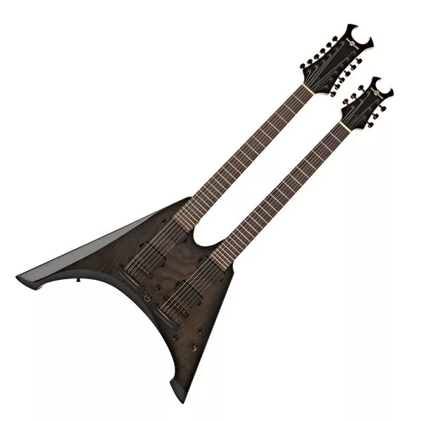 Harlem V Double Neck Guitar by Gear4music Black eBay