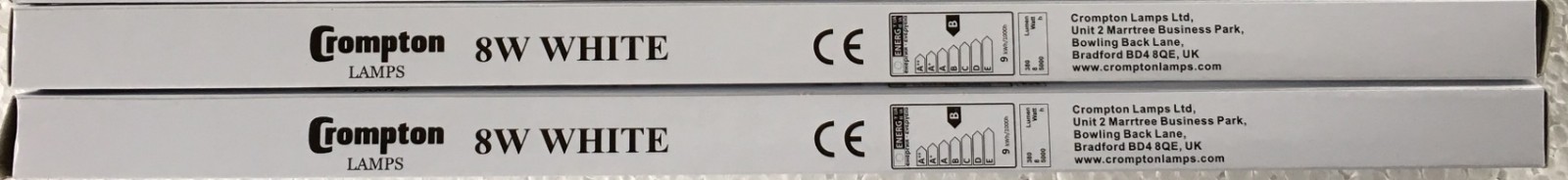 2  Pack of Crompton 8 Watt 12"" 8w T5 White Tube caravan, emergency lighting