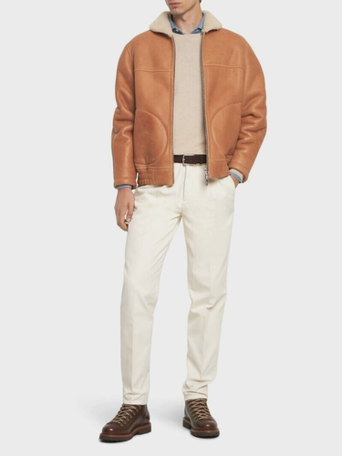 NWT$10,995 Brunello Cucinelli Men 100% Leather +Shearling Fur Jacket Size M A252
