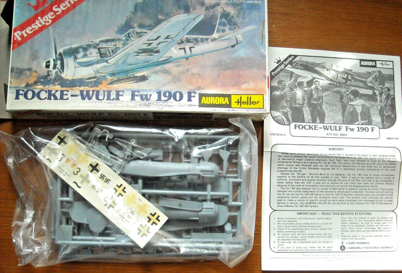 Aurora Heller Focke-Wulf Fw-190F kit 6604 60+ pieces 1/72  NIB FREE SHIPPING
