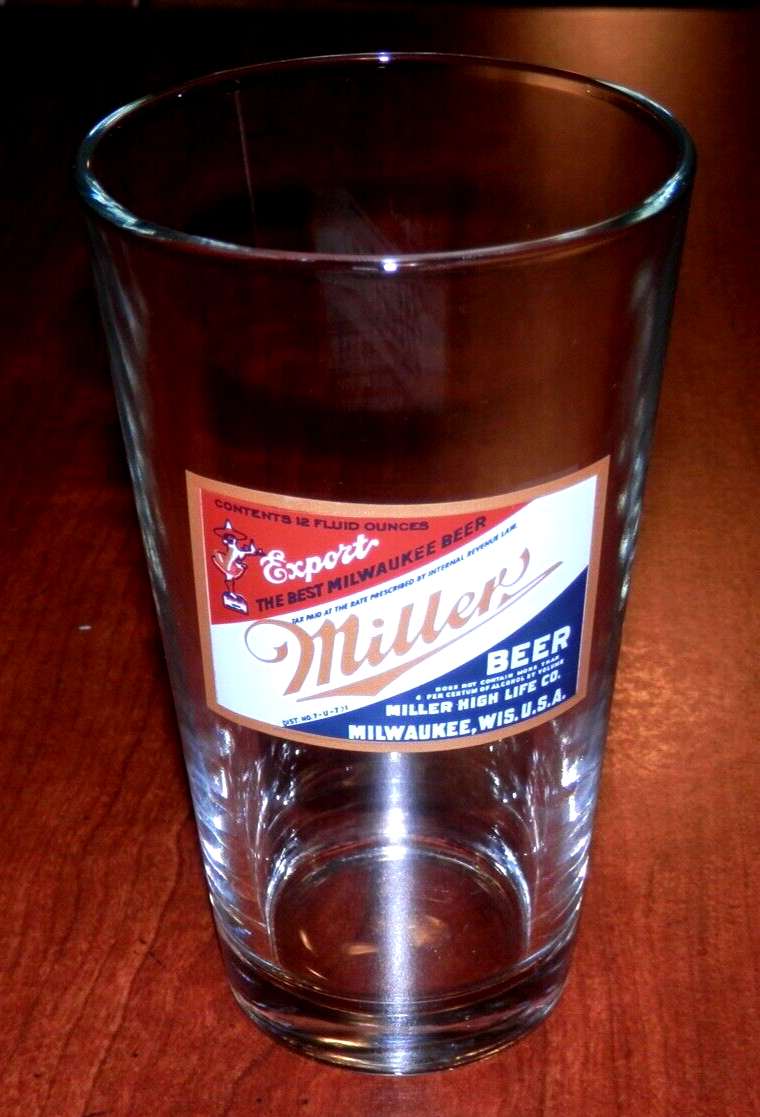 Vintage Miller High Life Glass Beer Mug Milwaukee Wisconsin USA