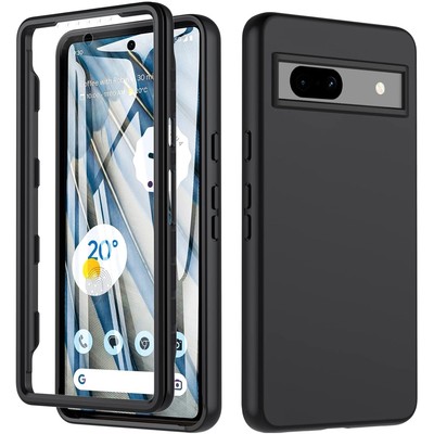 Handyhülle Schwarz für Google Pixel 7a Silikon, Polycarbonat, Stoßfest,Displa...