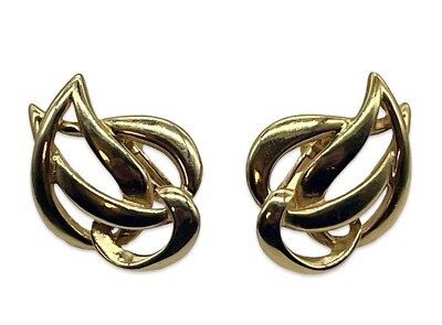 LG Vintage Goldtone Leaf Shaped Clip On Screw Back Statement Earrings 1.25 