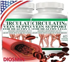 Diosmin 120 Caps ( 2 BOTTLES x 60 ) support Varicose Veins-Hemorrhoids 1620 mg