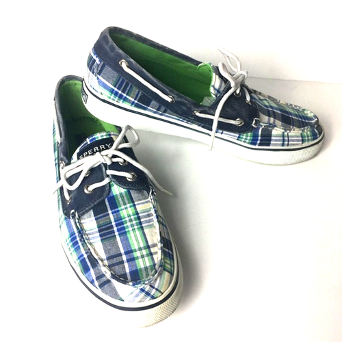 GREEN PLAID BOAT SHOES 8.5 | eBay