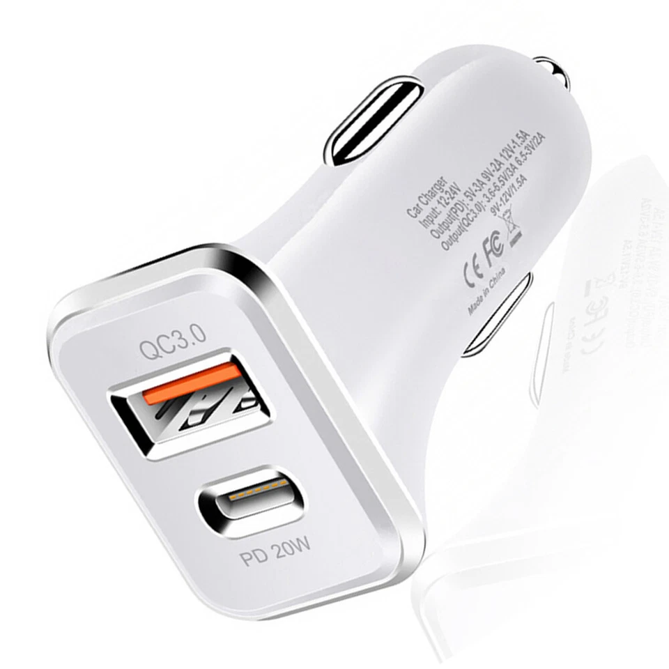 Paquete de 2 adaptadores de cargador rápido de coche USB-C de doble puerto para iPhone Samsung Android Foto 4 de 4