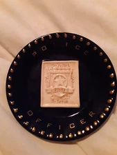 Small Police Officer China/Porcelain Plate Collectible- Amscan, Inc. - Navy Blue