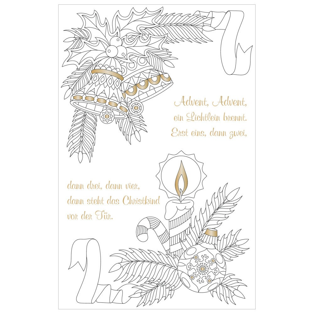 Susy Card 40014050 Weihnachts-Grußkarte zum Ausmalen Motiv: Advent