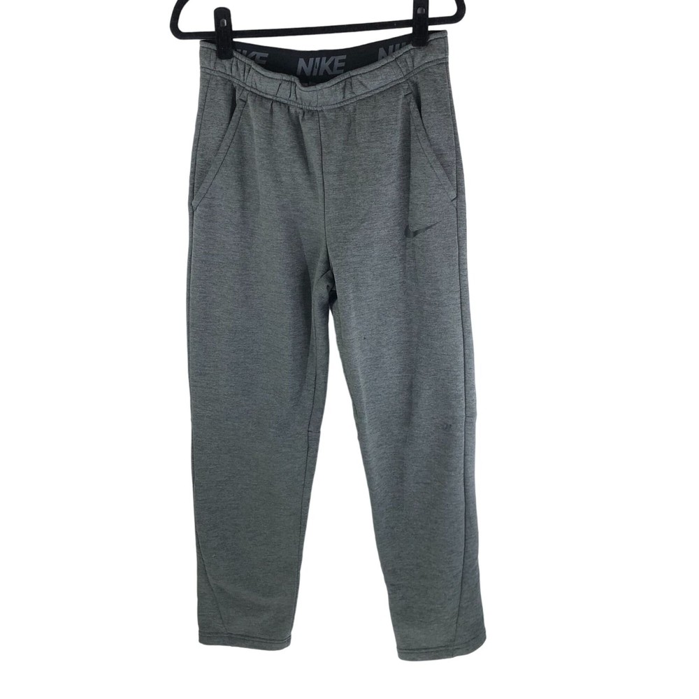 Nike Therma Mens Gray Training Sweatpants with Elastic Waist and Drawstring