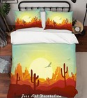 3D Cactus Desert Sunset Landscape Quilt Cover Set Bedding Sets Pillowcases Queen