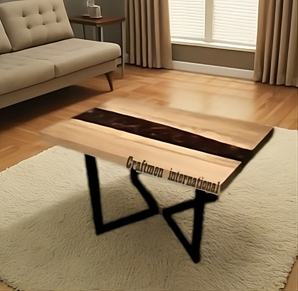 Black river Table, olive Wood Epoxy table, Live Edge table top, Home decor table-image