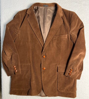 Vintage Men's Jordache Brown Corduroy 100% Cotton 2-Button Blazer Jacket No  Size