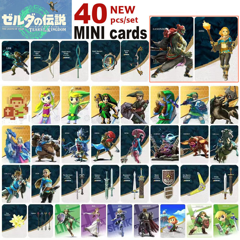 40pcs/set BOTW TOTK amiibo Zelda Tears of the Kingdom amiibo Mini cards NFC