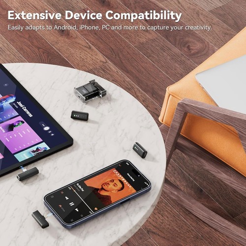 4in1 Wireless Lavalier Microphone 200ft Mini Mic For iPhone 15 14 IOS/Android/PC - Picture 7 of 22