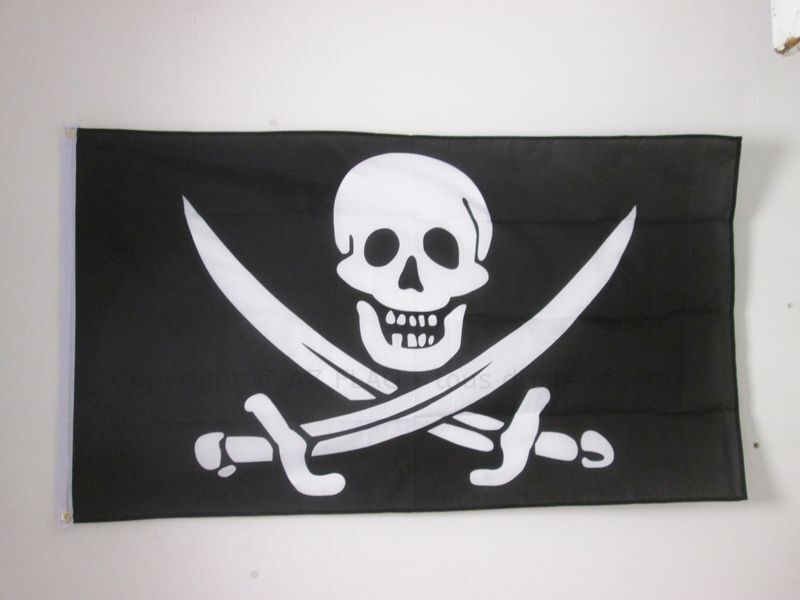 Grand pavillon pirate Jack Rackham 150x250 cm anti-décoloration pour mât extérieur