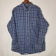 Ariat FR Work Shirt Mens XL Flame Resistant Blue Button Down L/S CAT2 2112 Plaid