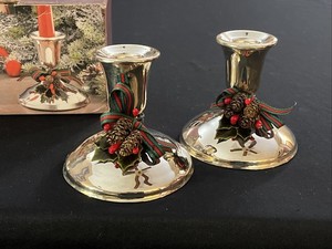 Vtg International Silver Co. Silver Plated Pinecones Candlestick Holder 3.5”