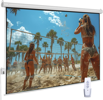 100'' Motorized Projector Screen, Electric 16:9 Projector Screen with Remote Cont