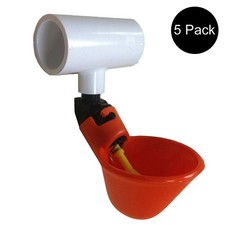Five 5 Poultry Water Drinking Cups Pipe Fitting Chicken Automatic Drinker PVC