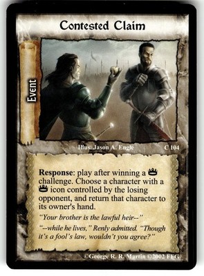 2002 A Game of Thrones Westeros Block Card Game #104 C Contested Claim