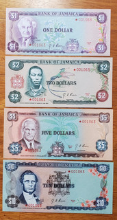 JAMAICA 1978 $1 2 5 10 STAR NOTES UNCIRCULATED