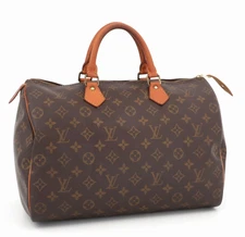 Louis Vuitton Speedy 35 Handbag  Monogram M41524 Canvas Leather Brown