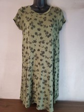 Forever 21 Green Black Floral Cap Sleeve Dress size Small Open Back