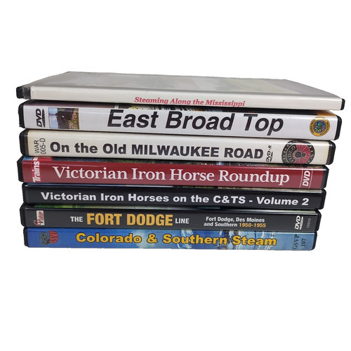 (LOT OF 6) TRAIN VIDEO DVDS VINTAGE FILM - East Broad Top, Milwaukee Road