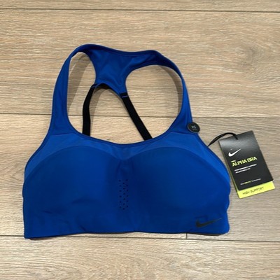 NIKE Blue Alpha Dri-Fit Padded Racerback Adjustable Sports Bra Size XS (A-C)