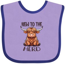 Inktastic New To The Herd Highland Cow Baby Bib Clothing Infant