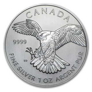 🇨🇦 WOW WOW 2014 Canada 1 Troy oz Silver Maple Leaf Peregrine Falcon Stoop