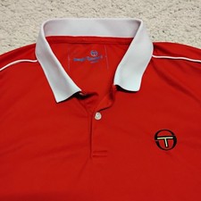 Sergio Tacchini Shirt Mens Small Red Performance Court Golf Tennis Polo Workout