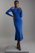 Karen Millen Bodycon Midi Dress S in Blue RRP £109