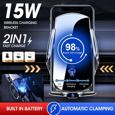 15W Qi Auto Wireless Charger Handy Halterung Induktion Ladegerät Clamping KFZ
