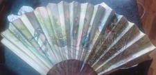 VERY DELICATE CONDITION  Antique Victorian Painted Linen Ladies' Hand Fan