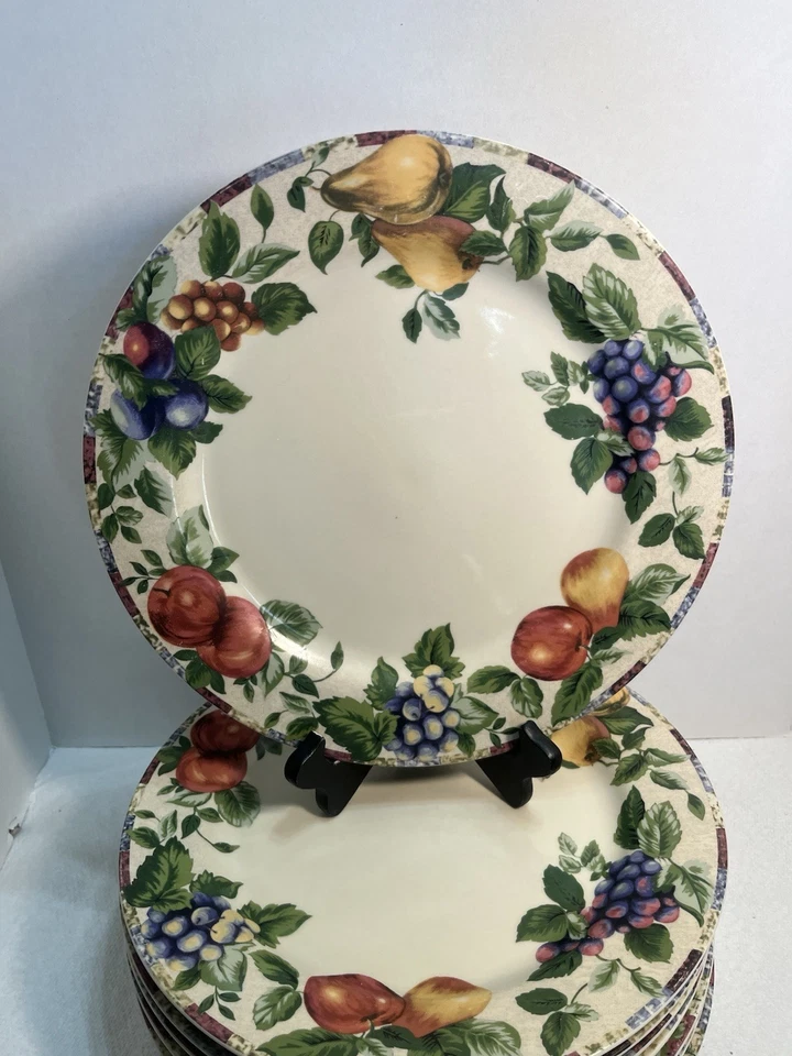 Juego de 8 platos de cena SAKURA Sonoma Excell frutas manzanas uvas peras ciruelas 2957 Foto 3 de 4