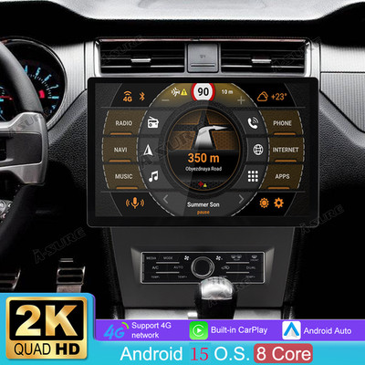 13.1'' 8Core 4+64GB Android15 CarPlay Stereo Radio BT For Ford Mustang 2010-2014